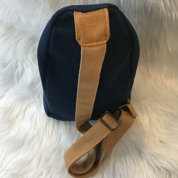 Denim & Vegan Leather Multi Pocket Side Bag - Picture 11 of 13